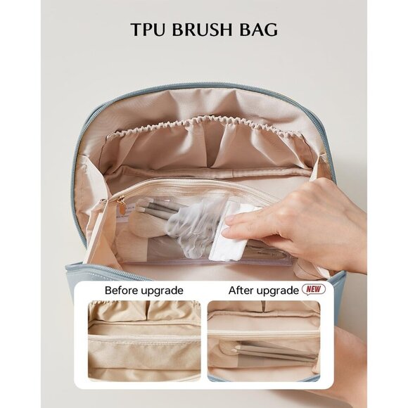 Women AJ Blue Large Capacity Cosmetic Travel Makeup Waterproof Portable Bag - Picture 3 of 5